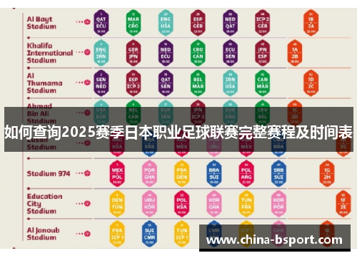 如何查询2025赛季日本职业足球联赛完整赛程及时间表 如何查询2025赛季日本职业足球联赛完整赛程及时间表